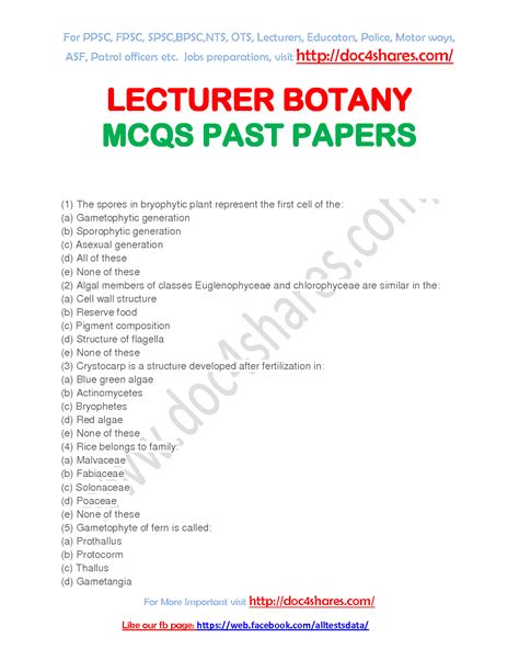 Mcqs Of Botany With Answers Reader