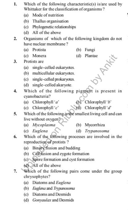 Mcqs Of Botany With Answers Free PDF