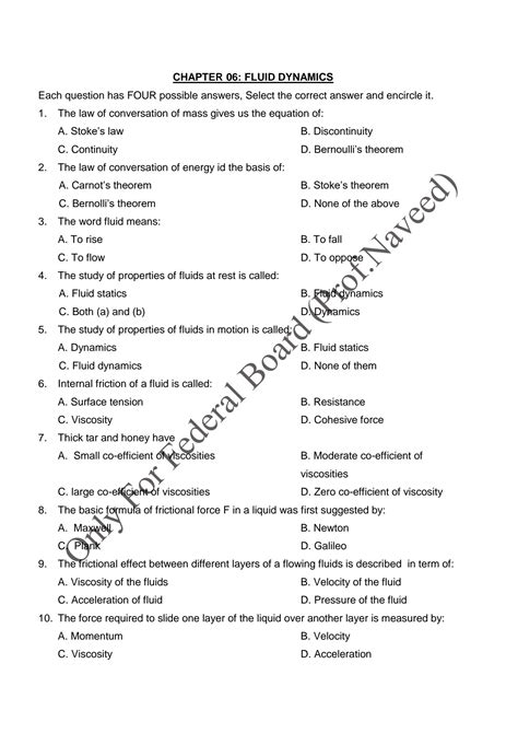 Mcqs With Answers For Fluid Dynamics Kindle Editon