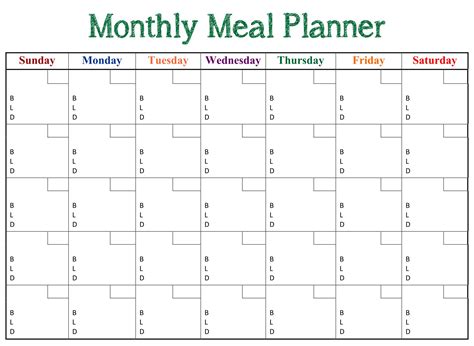 Meal Planner Calendar Printable