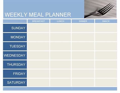 Meal Planning Template Word
