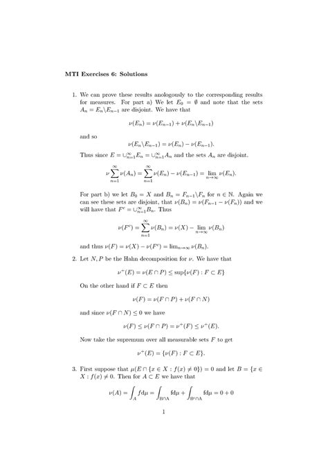 Measure Theory Integration Exercises With Solution Reader