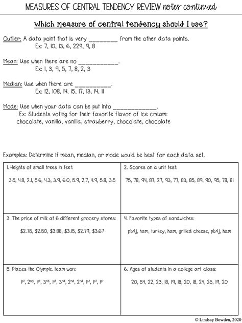 Measures Of Central Tendency Worksheets And Answers Doc