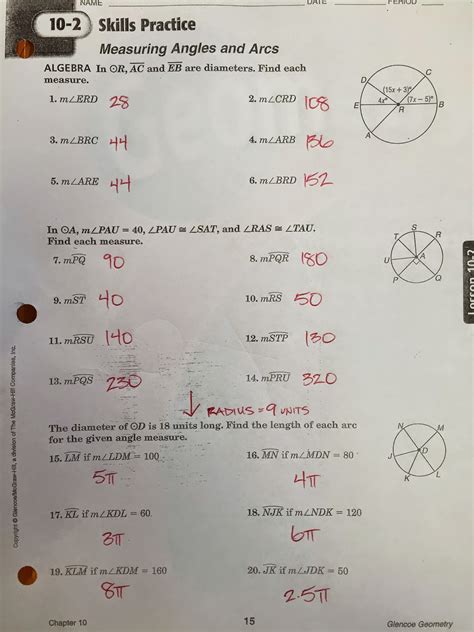 Measuring Angles And Arcs Skill Practice Answers Epub