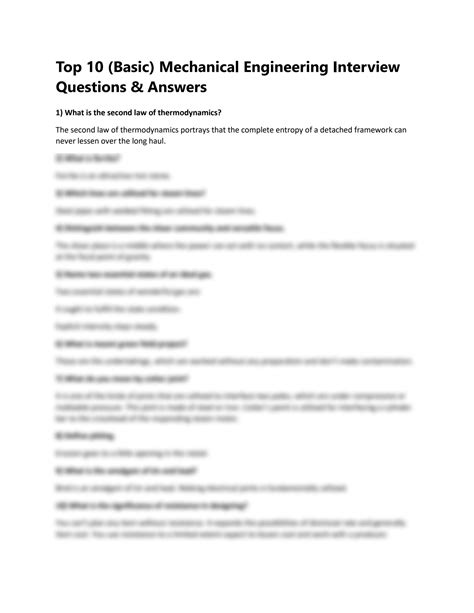 Mechanical Engineering Basic Interview Questions And Answer PDF