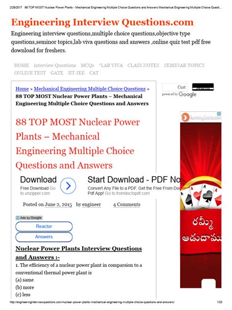 Mechanical Engineering Questions Answers PDF