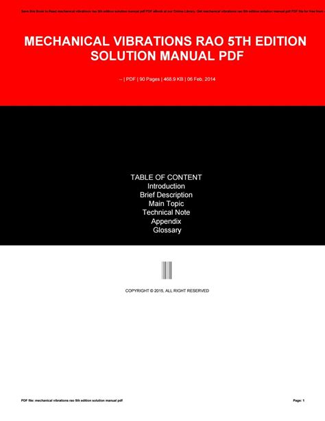 Mechanical Vibration Solution Manual 5th Edition PDF