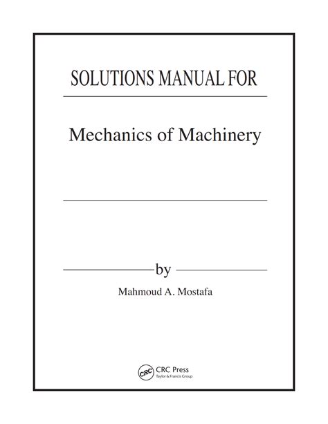 Mechanics Of Machinery Solution Manual Kindle Editon