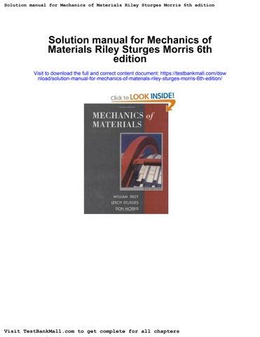 Mechanics Of Materials 6th Edition Riley Solution Manual PDF