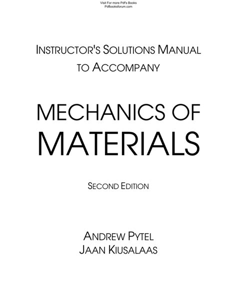 Mechanics Of Materials Andrew Pytel Solution Manual Reader