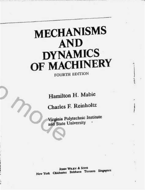 Mechanisms Dynamics Of Machinery Solution Manual Epub