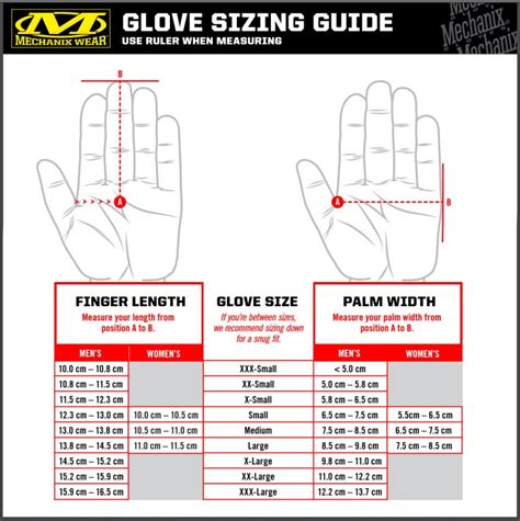 Mechanix Wear Gloves Size Chart