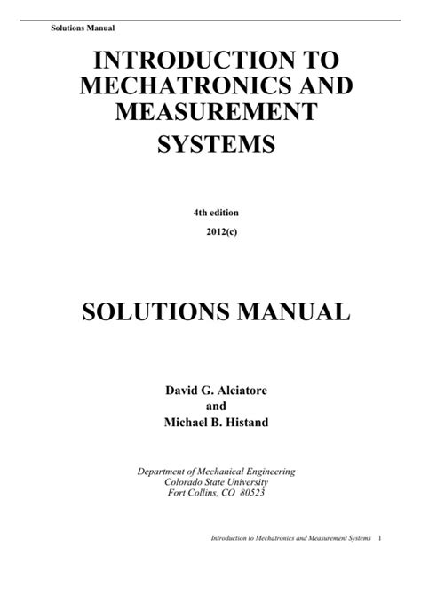 Mechatronics And Measurement Systems Solution Manual Doc