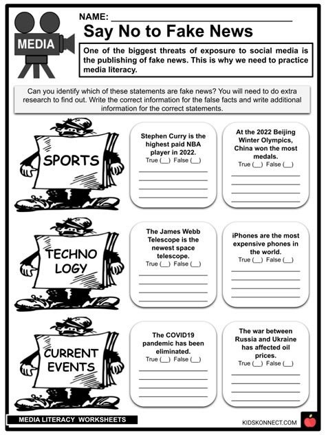 Media Literacy Worksheets to accompany Introduction to Mass Comm Reader