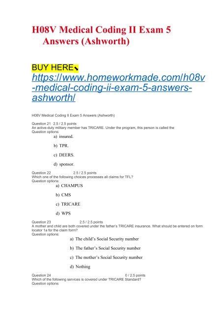 Medical Coding 2 Test Answers Doc