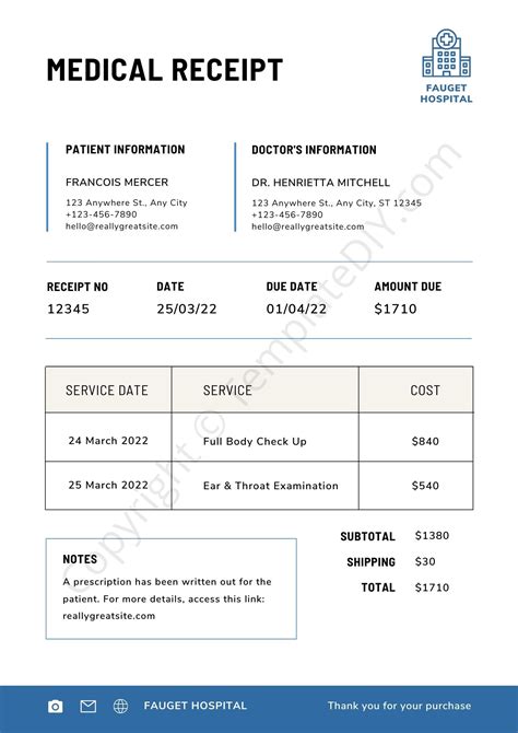 Medical Receipt Template