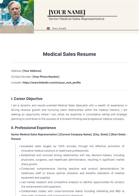 Medical Sales Resume Template