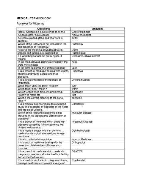 Medical Terminology Midterm Exam Answers Kindle Editon