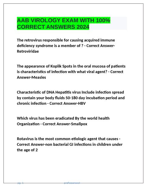 Medical Virology Exam Question With Answers PDF