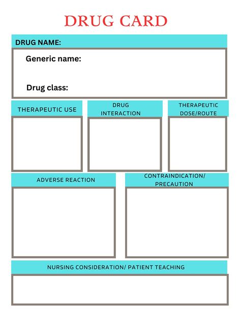 Medication Card Template For Nursing Students
