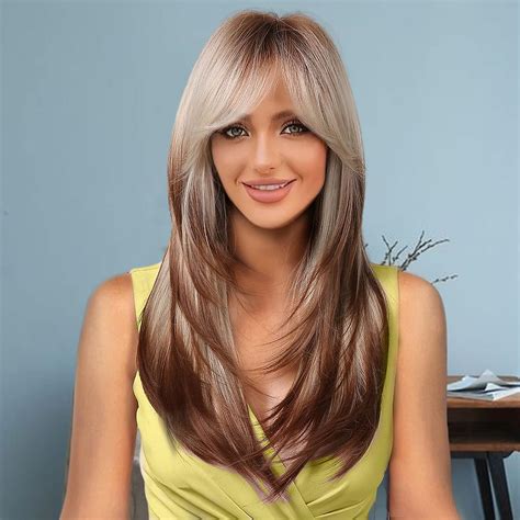 Medium Blonde Wig With Bangs: VS. Synthetic