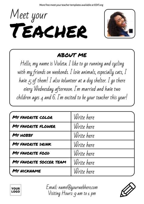 Meet The Teacher Template Editable Free