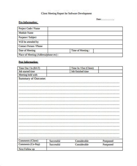 Meeting Report Template Word