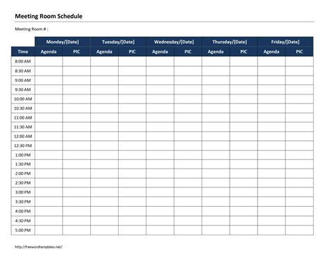 Meeting Room Booking Template Excel Free Download