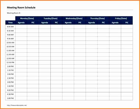 Meeting Schedule Template Excel
