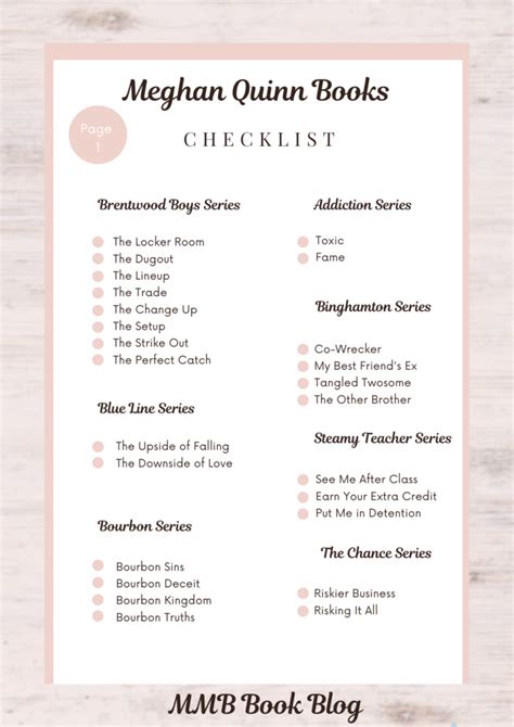 Meghan Quinn Books In Order Printable List