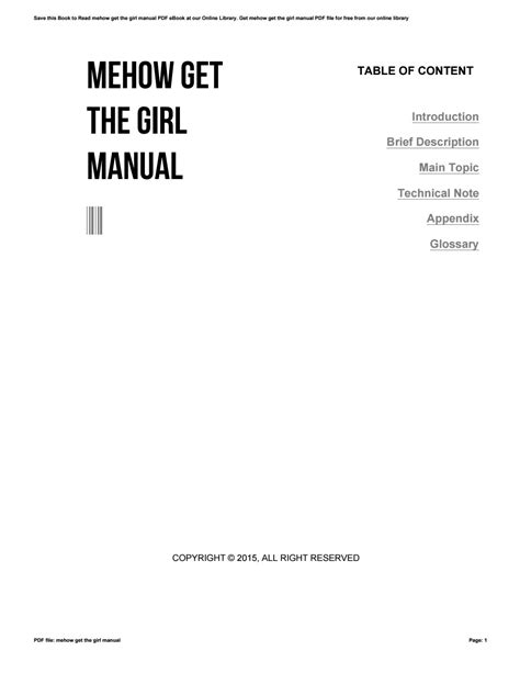 Mehow Get The Girl Manual Ebook Reader