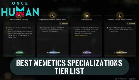 Memetic Specialization Tier List