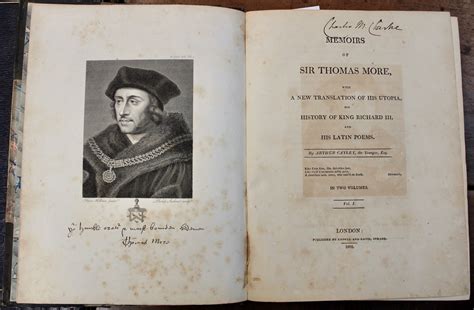 Memoirs Of Sir Thomas More V1 With A New Translation Of His Utopia His History Of King Richard III And His Latin Poems 1808 Doc