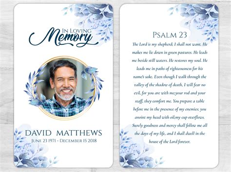 Memorial Prayer Card Template