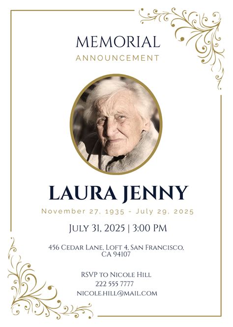 Memorial Service Invitation Free Template