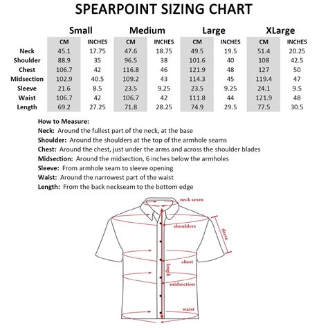 Men's Button Up Shirt Size Chart