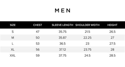 Men Size Chart