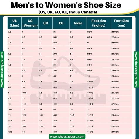 Men To Women Size Chart