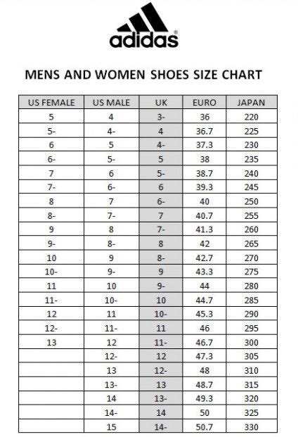 Mens Adidas Shoe Size Chart
