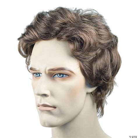 Mens Lace Wig With Bangs 6" Wavy Brown Short Wigs VS 2025