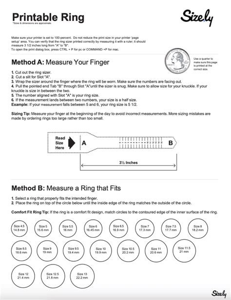 Mens Ring Sizer Printable