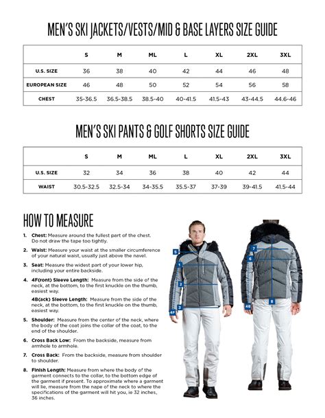 Mens Ski Size Chart
