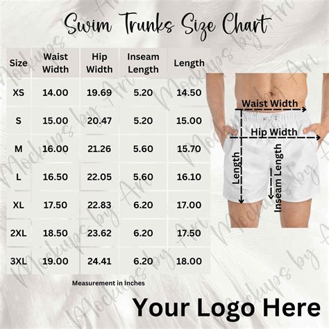 Mens Swim Shorts Size Chart