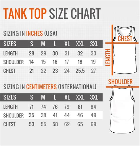 Mens Tank Top Size Chart