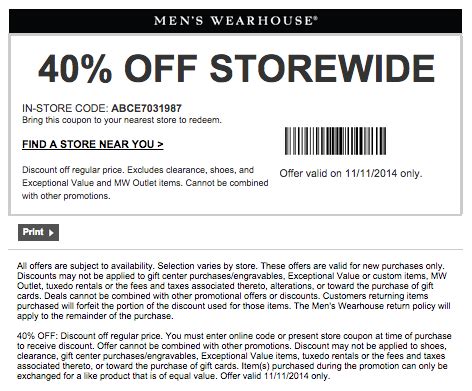 Mens Warehouse Printable Coupon