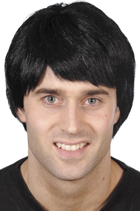 Mens Wig Real Hair Boycuts Black 4" Straight Wigs