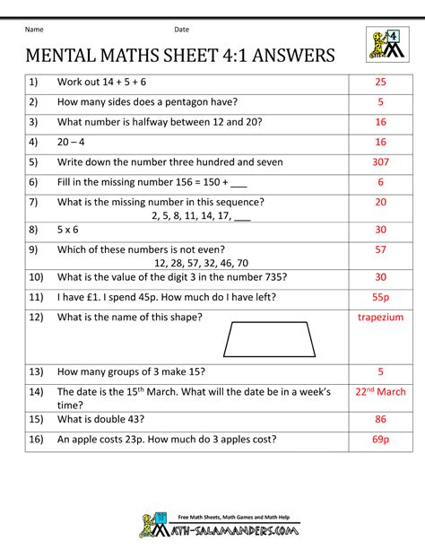 Mental Maths 4th Class Answers Doc