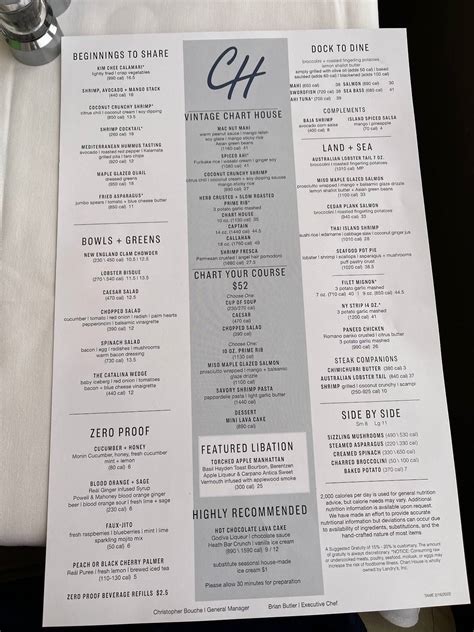 Menu Chart House
