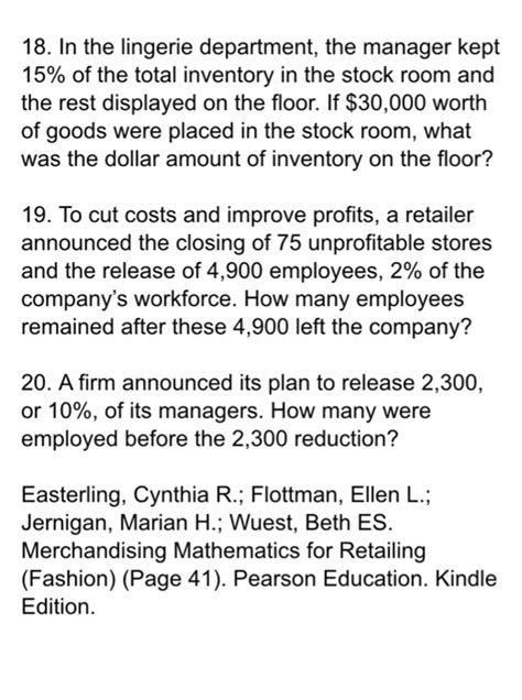 Merchandising math for retailing summary problems answers Ebook Epub