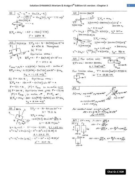 Meriam Dynamics Solutions Chapter 3 Doc